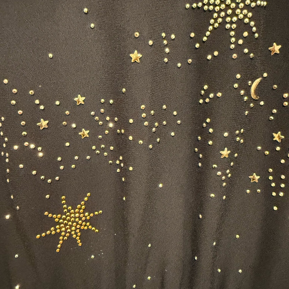 STINE GOYA Micaela Black Celestial Wrap Dress Gold & Silver Stars Small - Picture 6 of 7